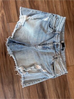Kut from the Kloth Washed Blue Distressed Jean Shorts